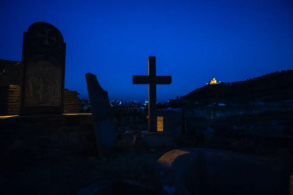 cemetery area during night time